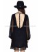 Long Sleeve Emboidery Cut Out Back Dress